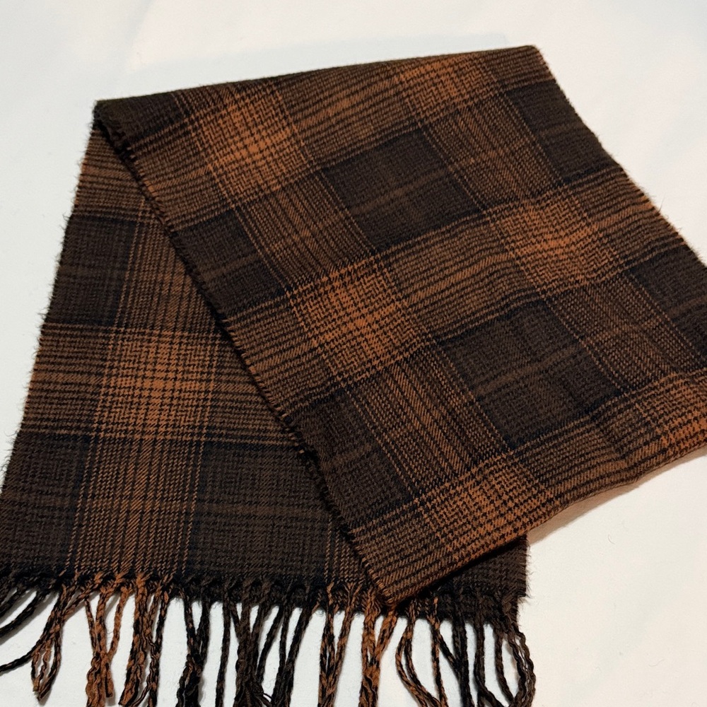 Cashmere Plaid Brown and Black Men's Scarf 12”x60”